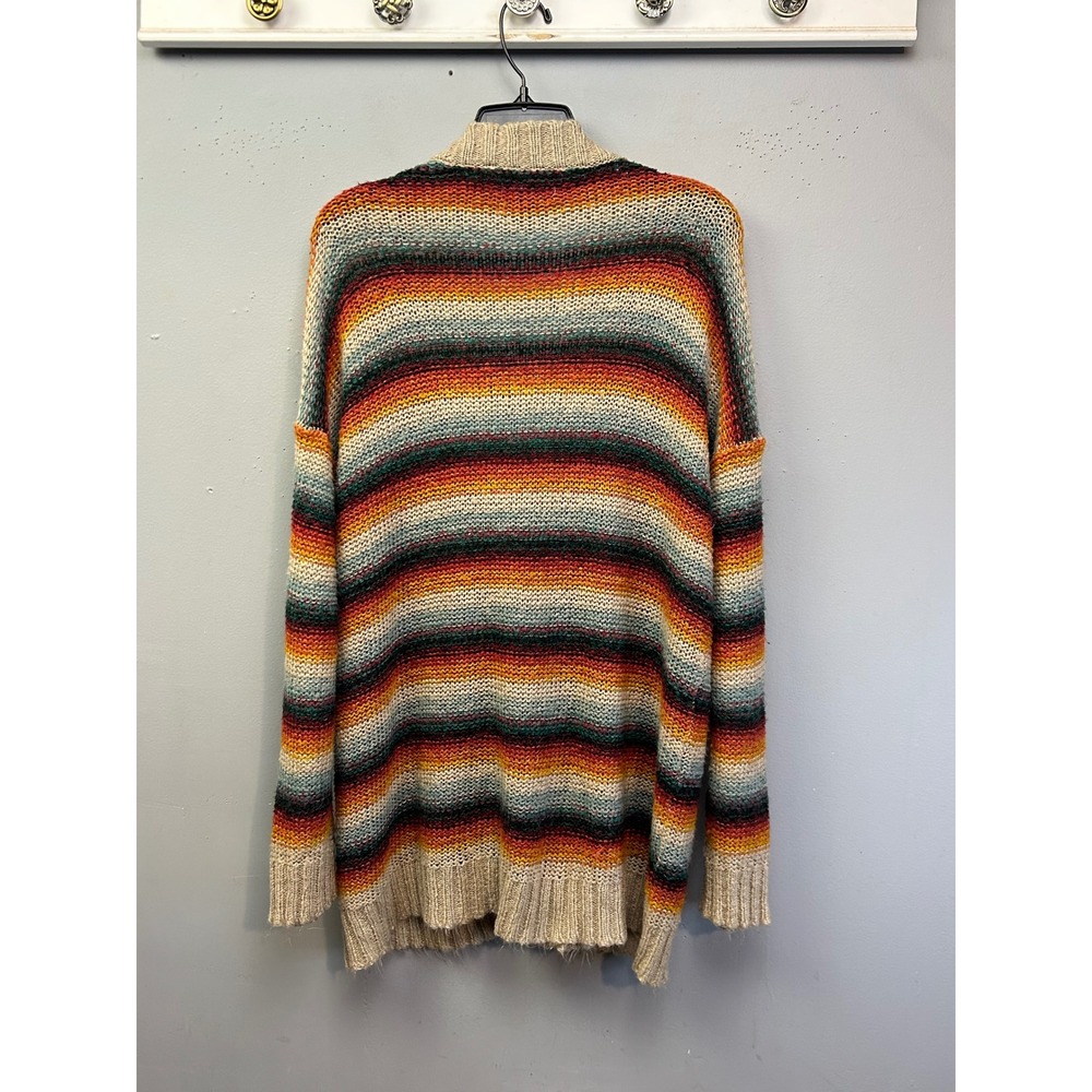 American Eagle Cardigan Women XS/S Multicolor Striped Oversized Knit Button - Picture 2 of 7